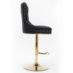 Thick Golden Swivel Velvet Barstools - Set of 2