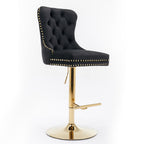 Thick Golden Swivel Velvet Barstools - Set of 2