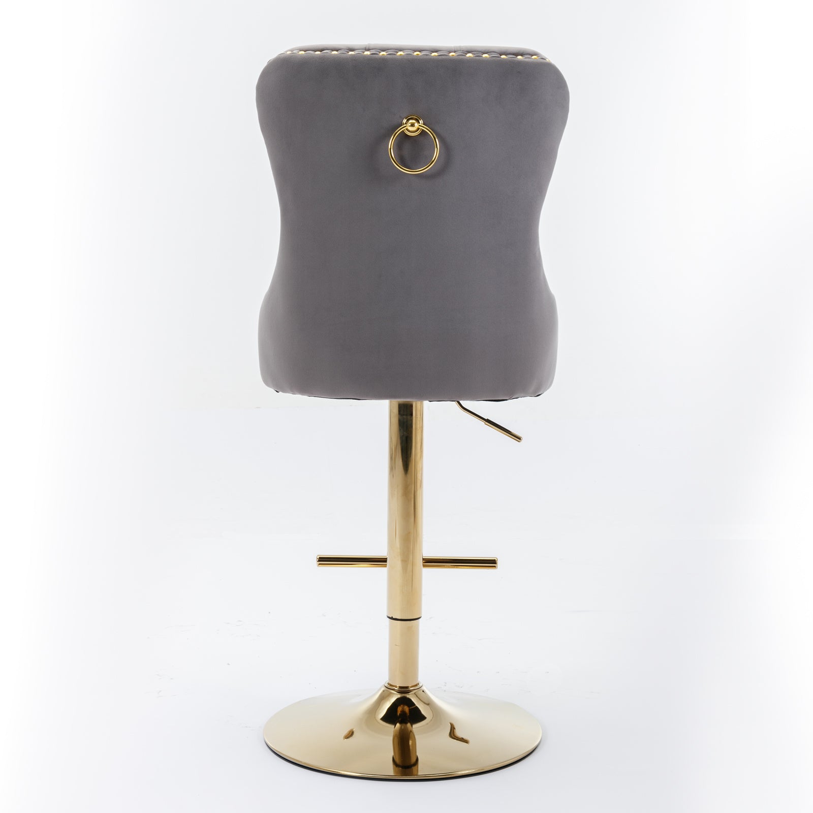 Thick Golden Swivel Velvet Barstools with Adjustable Seat Height