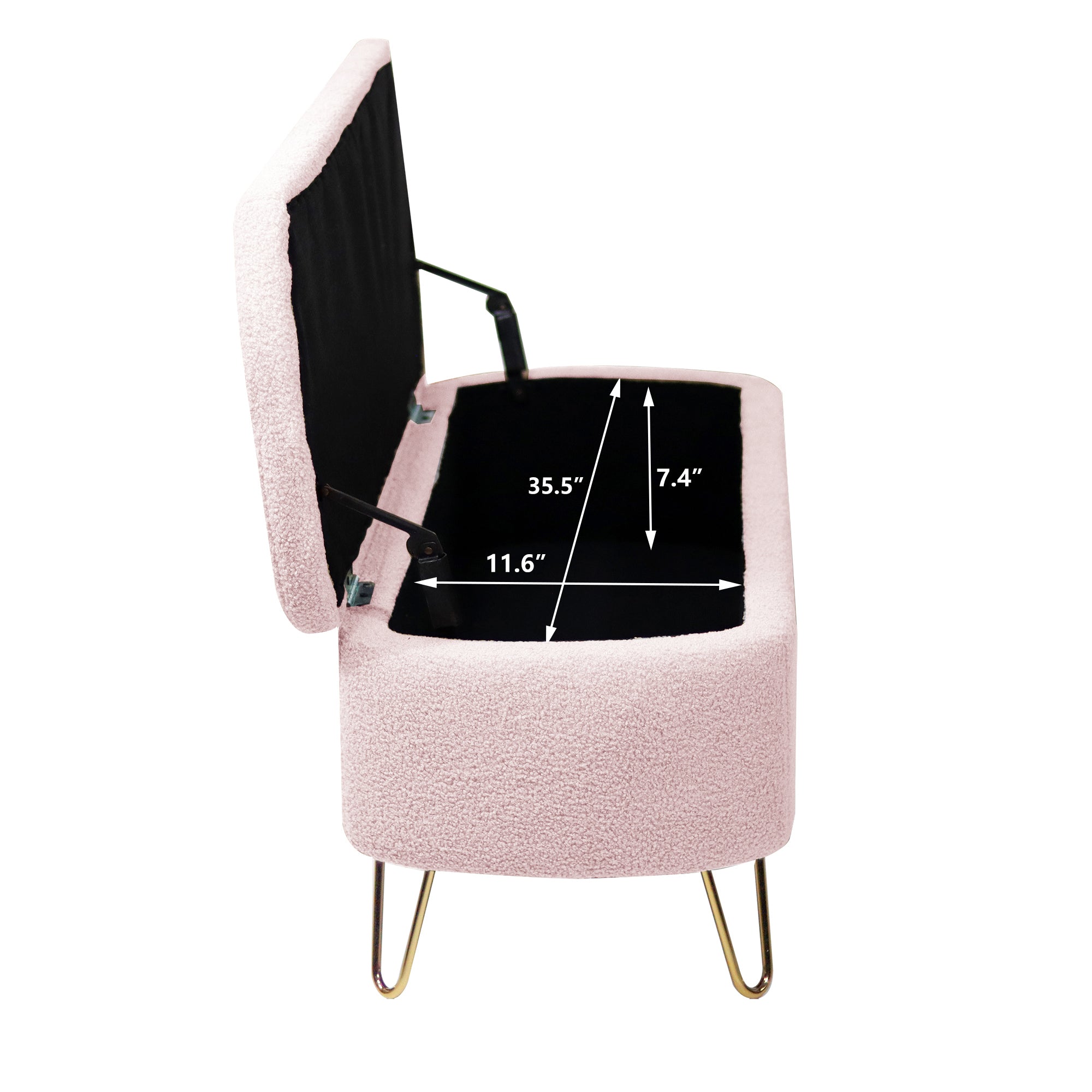 Pink Storage Ottoman Bench for End of Bed