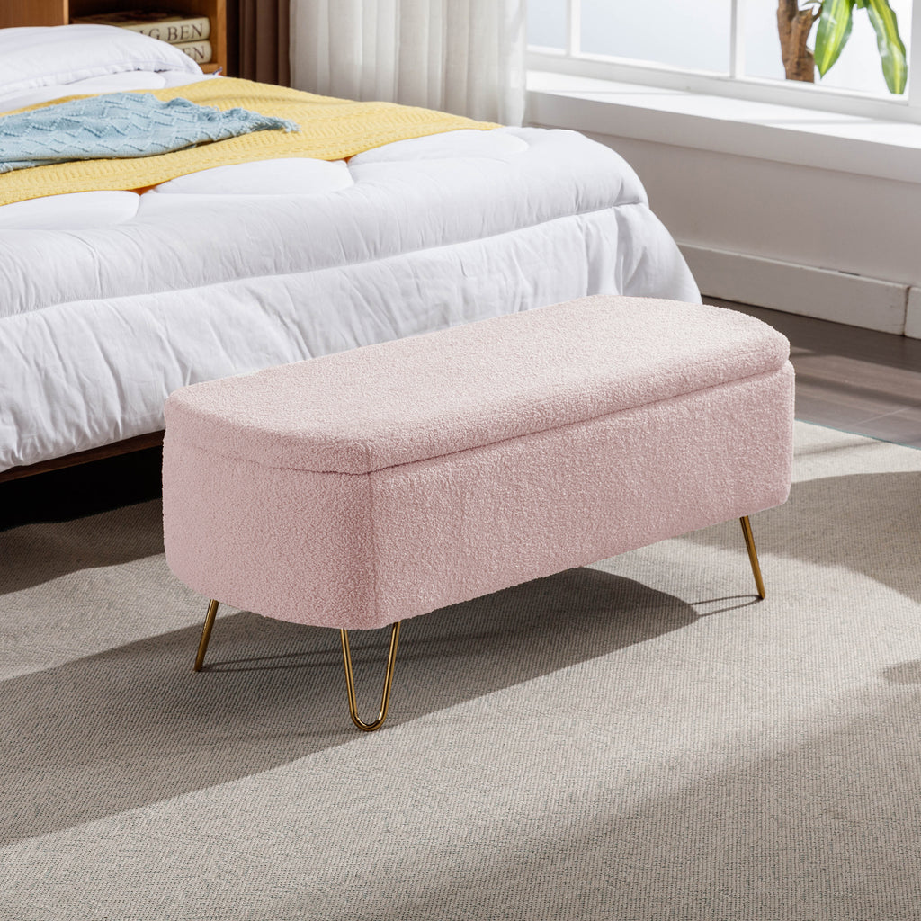 Pink Storage Ottoman Bench for End of Bed