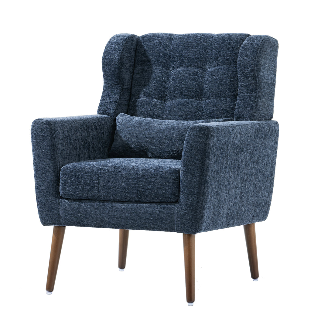 Modern Accent Chair in Dark Blue Chenille