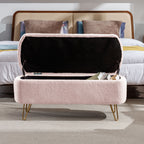 Pink Storage Ottoman Bench for End of Bed
