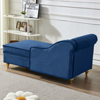 Modern Upholstery Chaise Lounge Chair with Storage Velvet (Navy Blue)