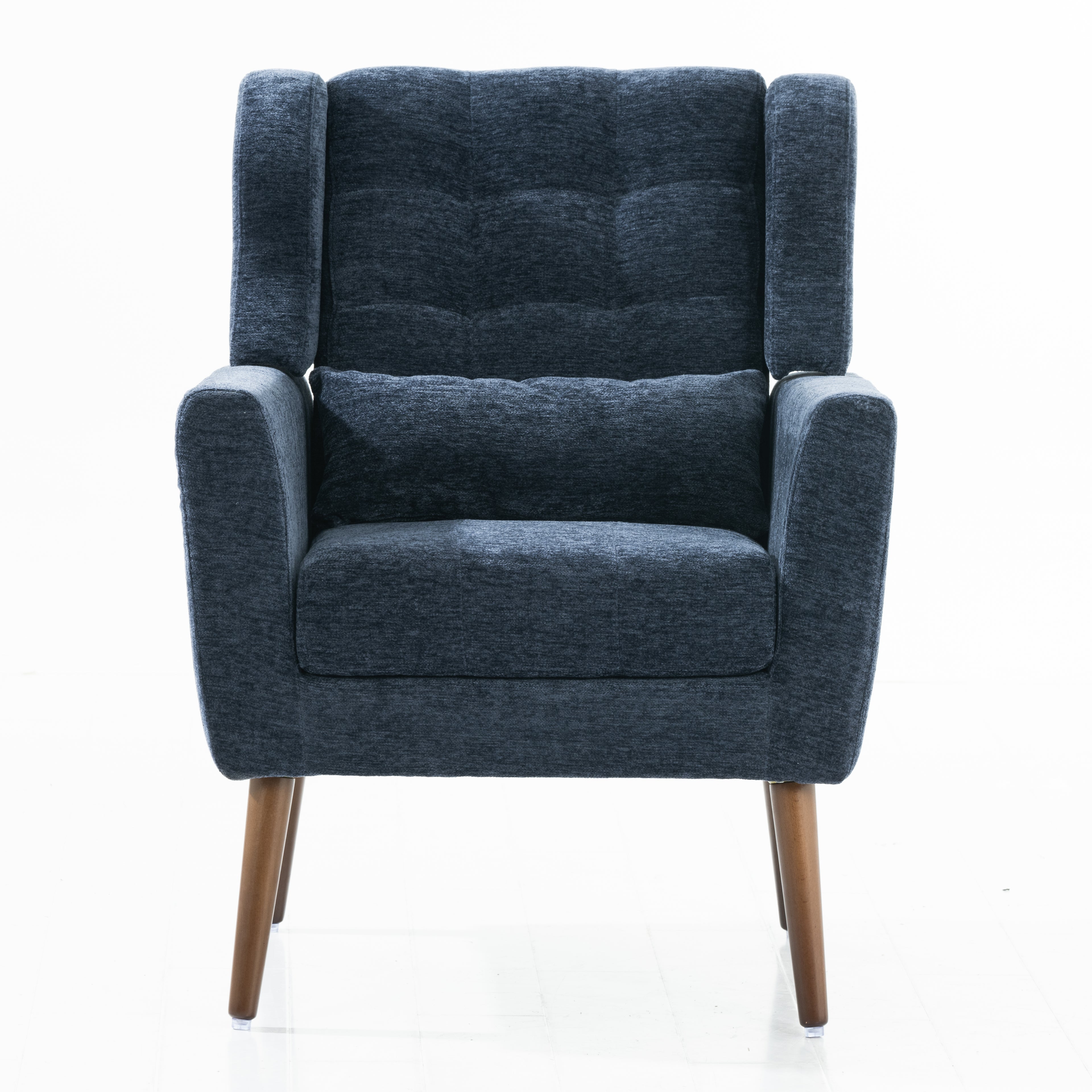 Modern Accent Chair in Dark Blue Chenille