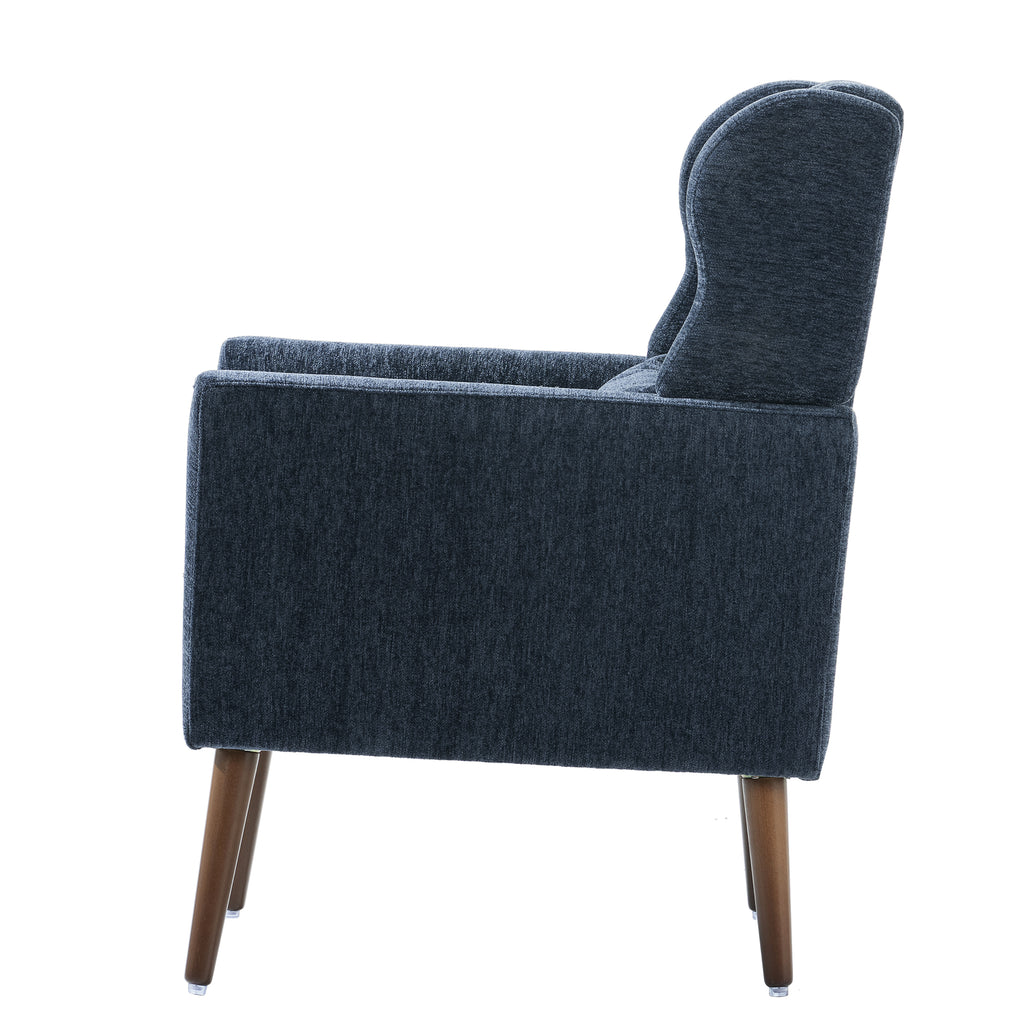 Modern Accent Chair in Dark Blue Chenille