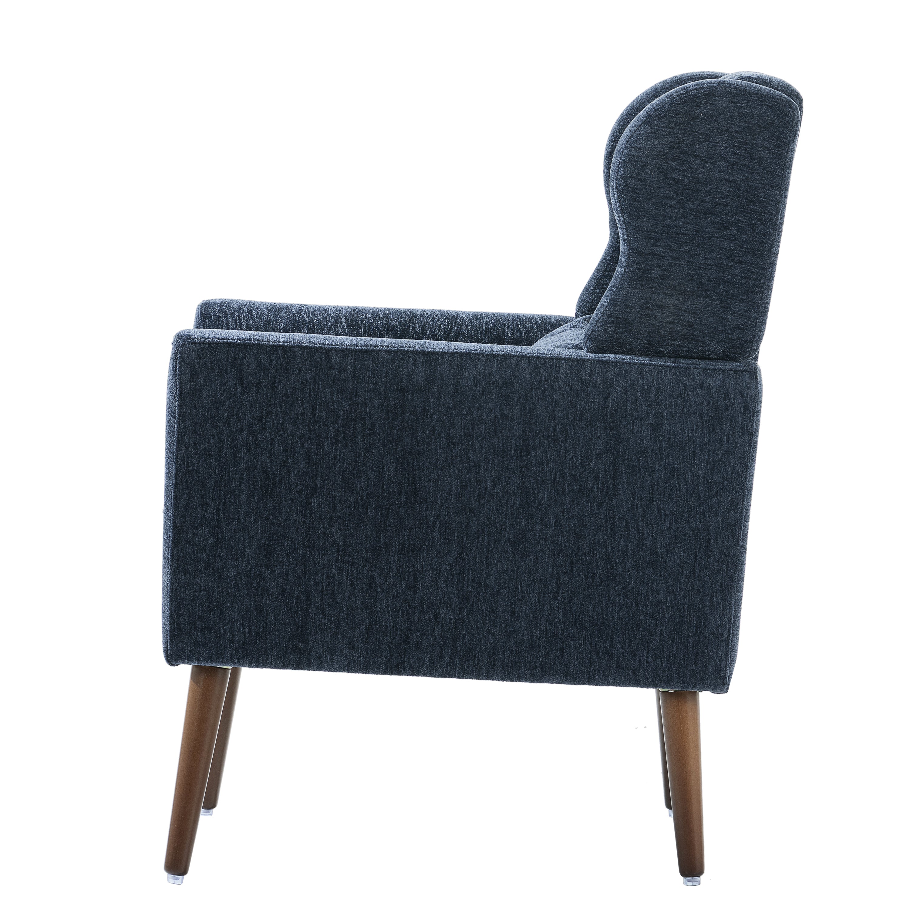 Modern Accent Chair in Dark Blue Chenille