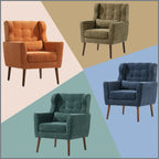 Modern Accent Chair in Dark Blue Chenille