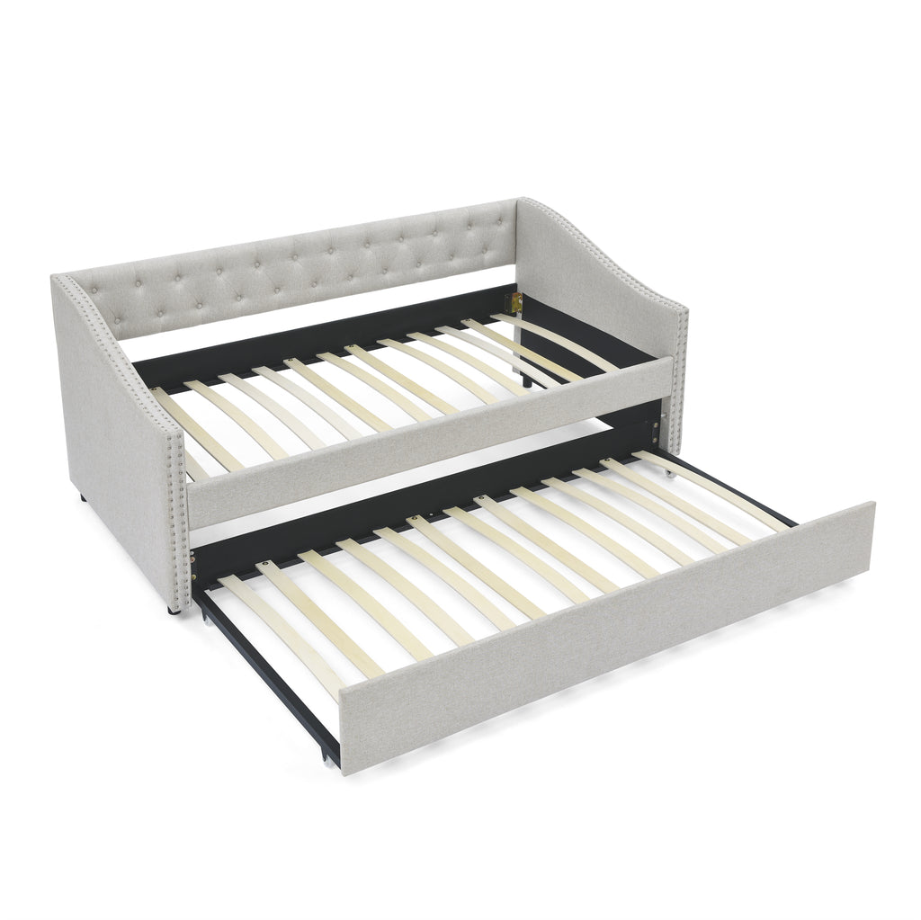 Twin Size Upholstered Daybed with Twin Size Trundle