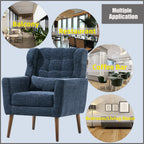 Modern Accent Chair in Dark Blue Chenille