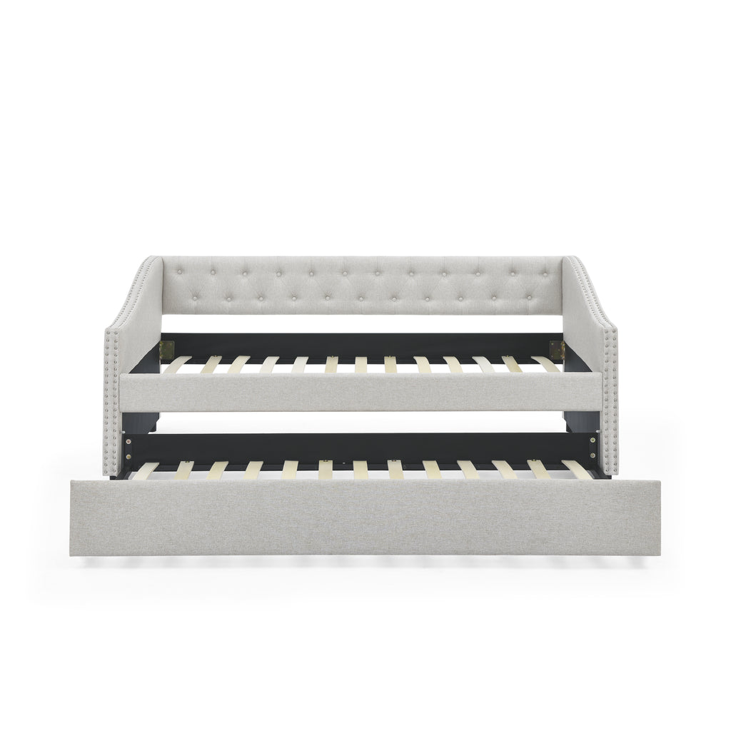Twin Size Upholstered Daybed with Twin Size Trundle