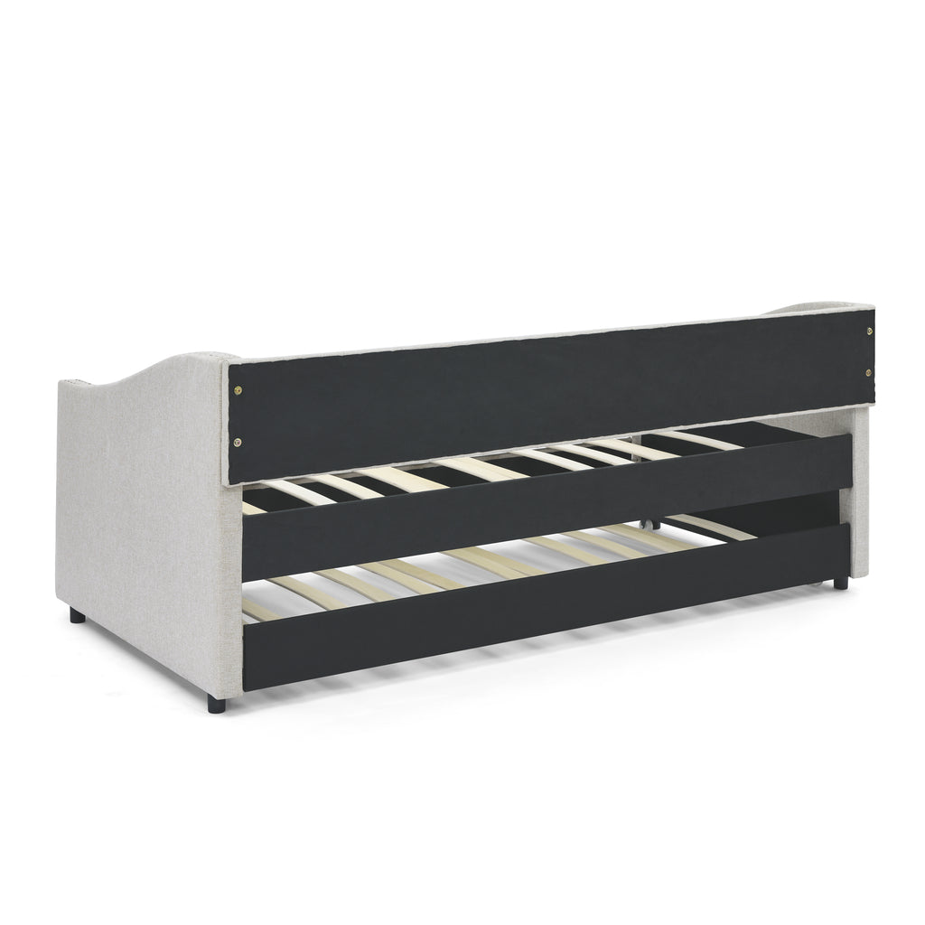 Twin Size Upholstered Daybed with Twin Size Trundle