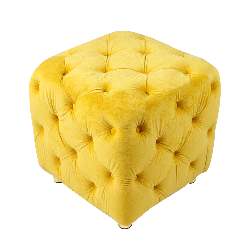 Yellow Modern Velvet Upholstered Ottoman