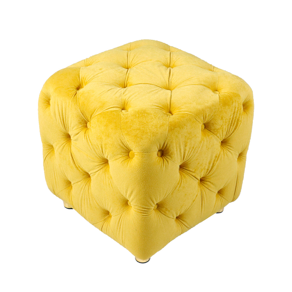 Yellow Modern Velvet Upholstered Ottoman