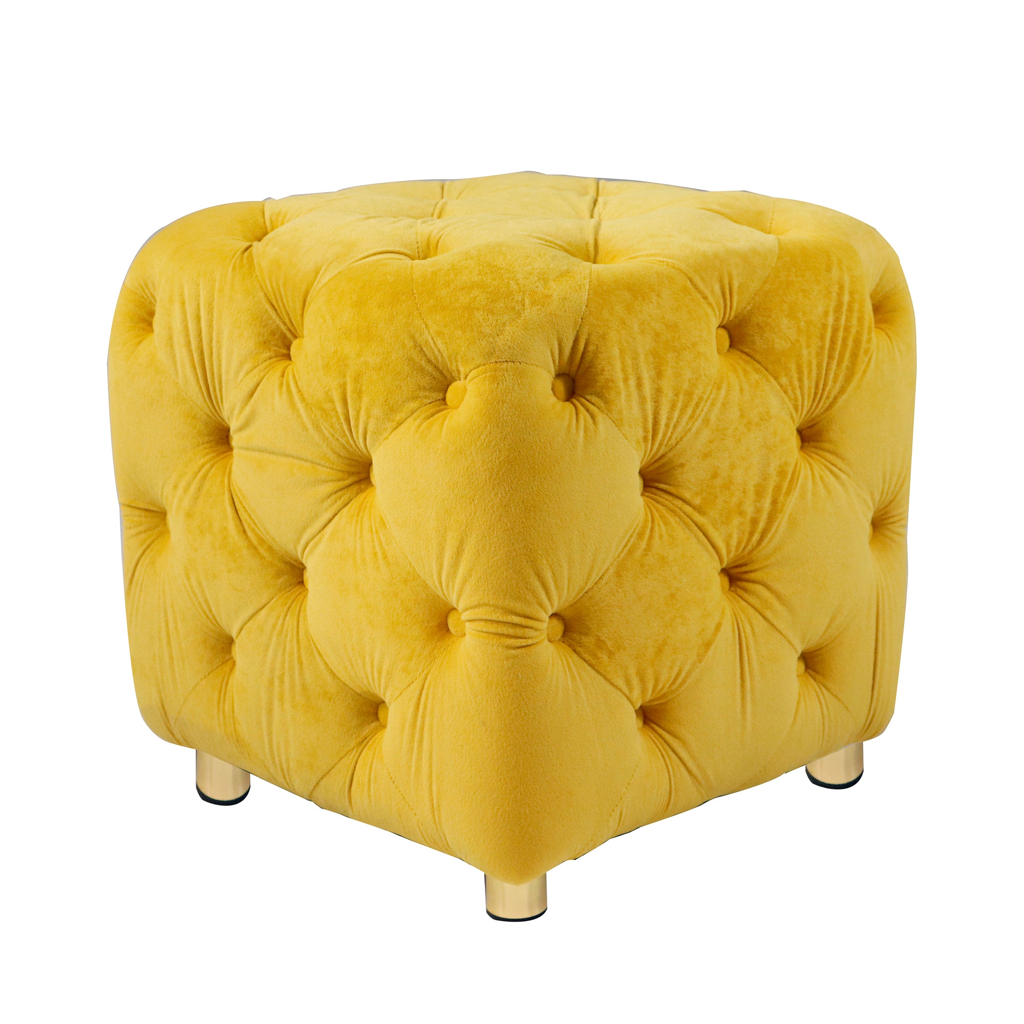 Yellow Modern Velvet Upholstered Ottoman