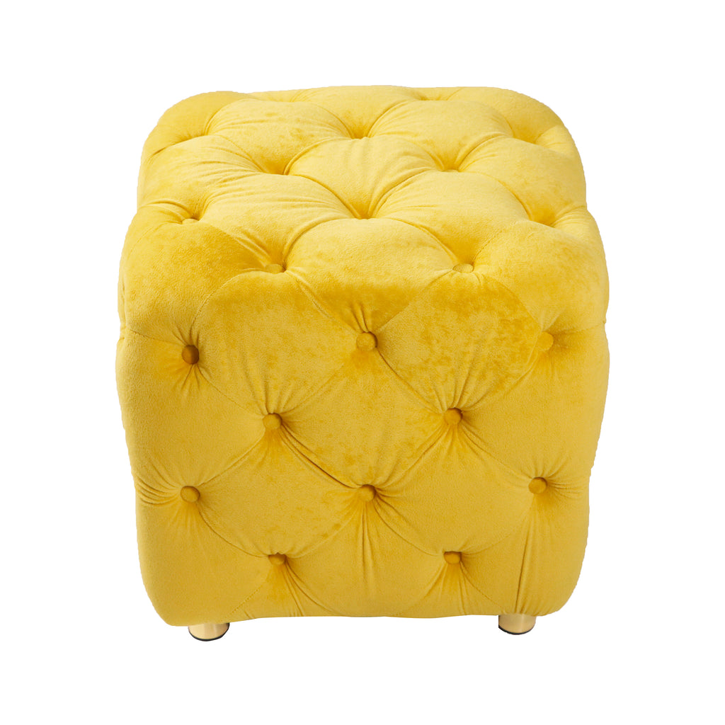 Yellow Modern Velvet Upholstered Ottoman
