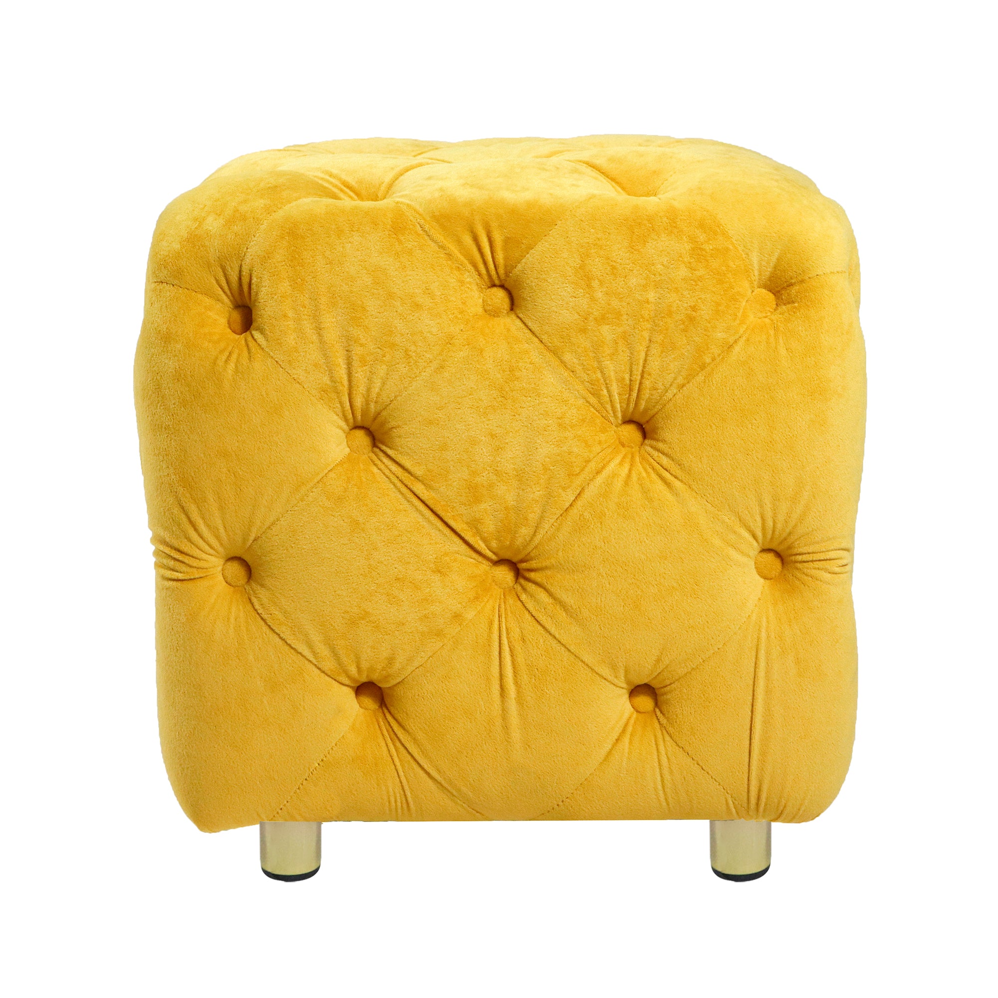 Yellow Modern Velvet Upholstered Ottoman