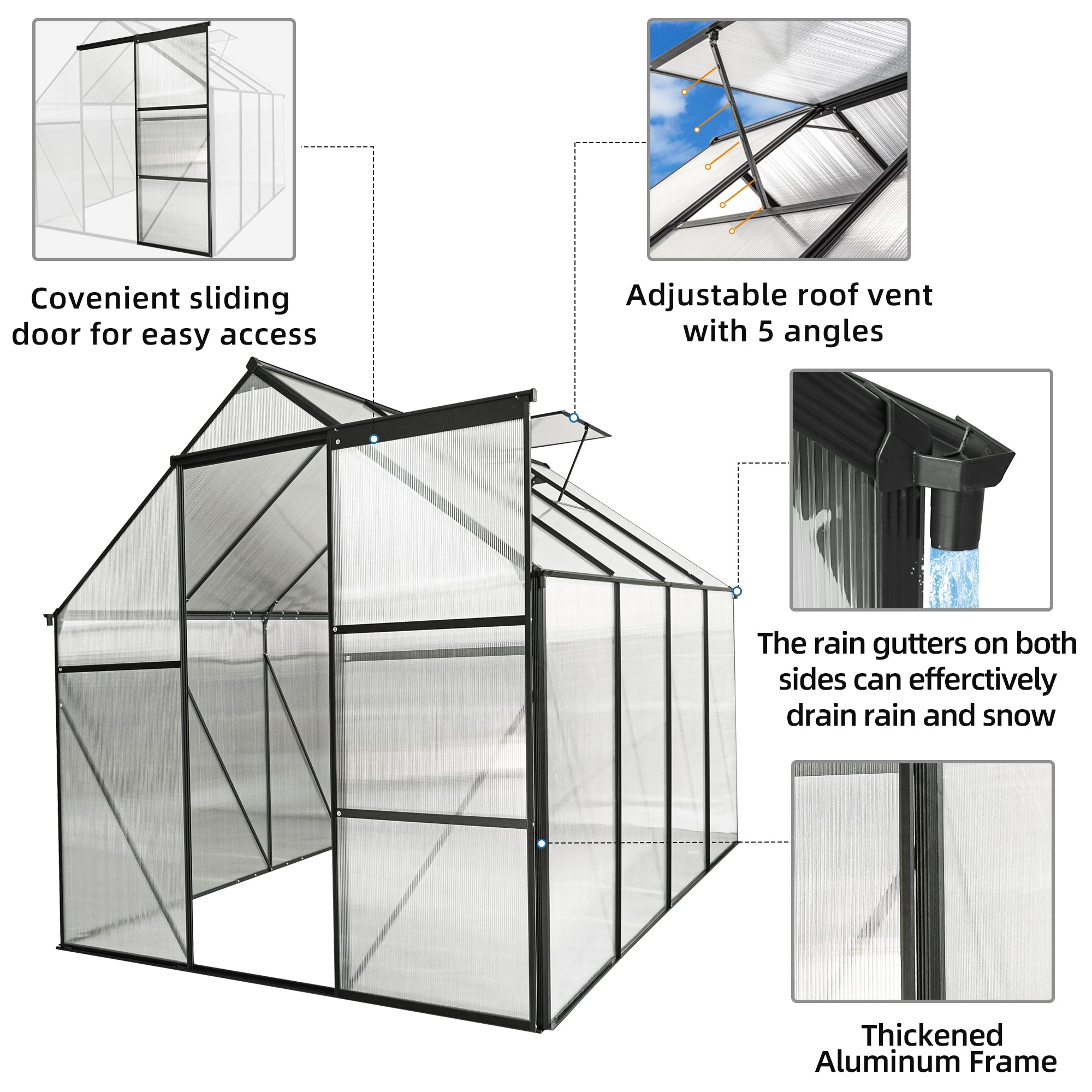 6x8 FT Polycarbonate Greenhouse