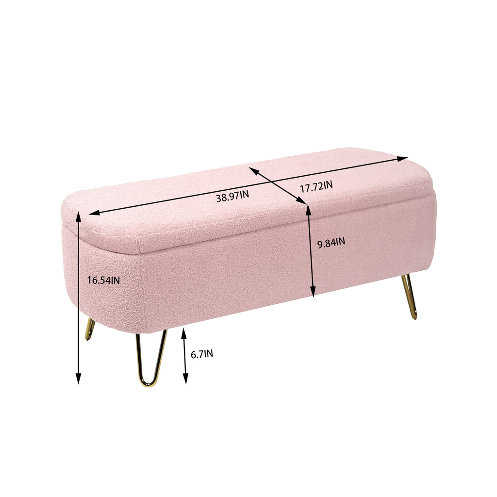 Pink Storage Ottoman Bench for End of Bed