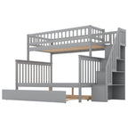 Twin Over Full Bunk Bed with Trundle and Staircase
