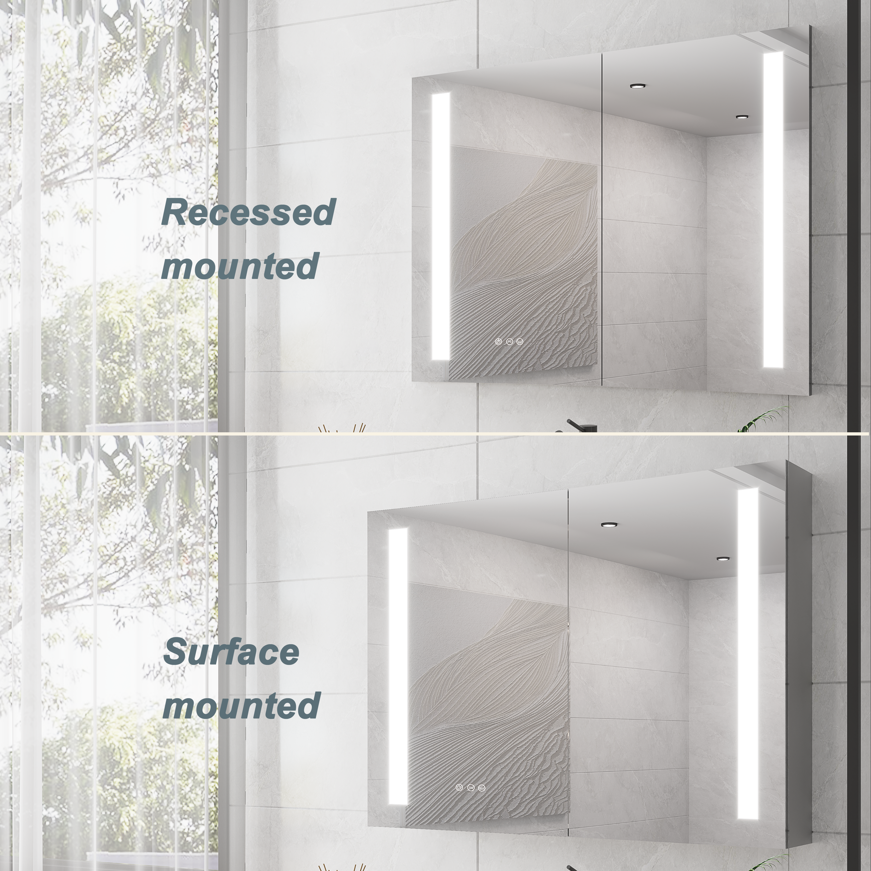 36 x 30 Inch Medicine Cabinet with LED Vanity Mirror