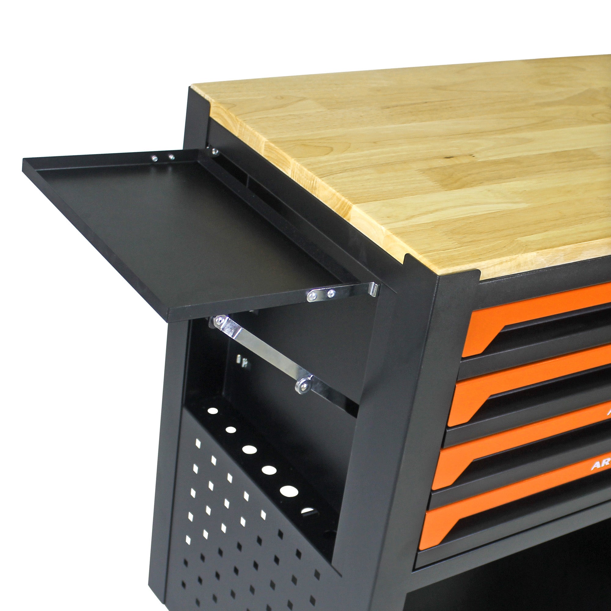 4 Drawers Multifunctional Tool Cart with Wheels and Wooden Top