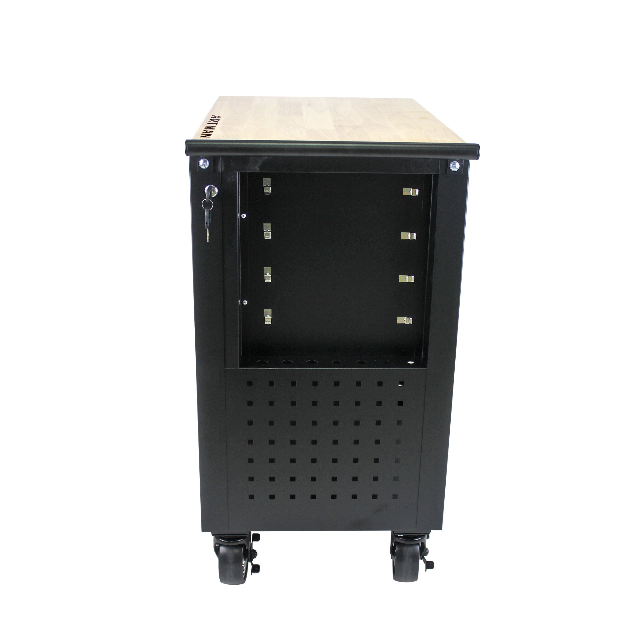 4 Drawers Multifunctional Tool Cart with Wheels and Wooden Top