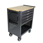 4 Drawers Multifunctional Tool Cart with Wheels and Wooden Top