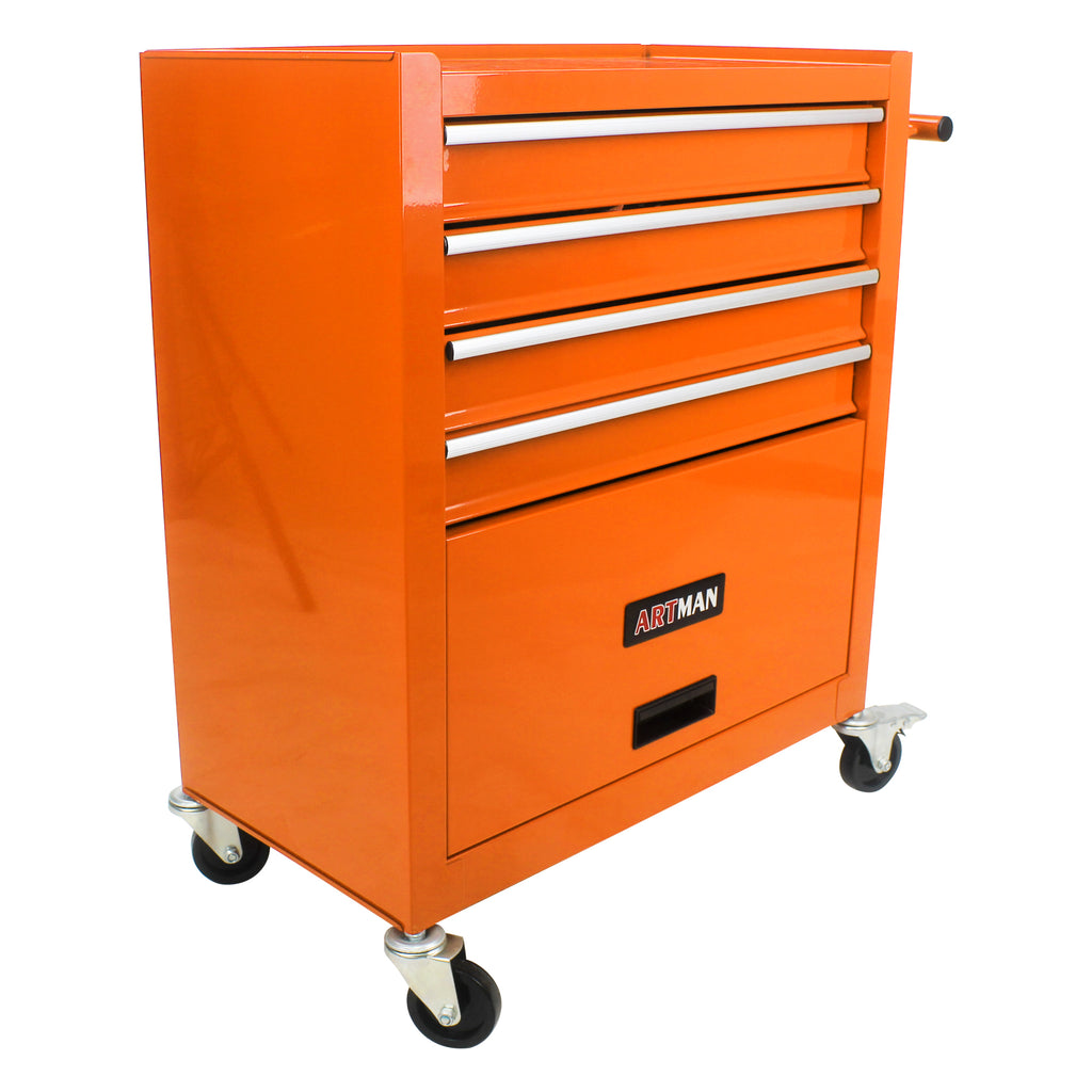 4 Drawers Multifunctional Tool Cart with Wheels - Orange