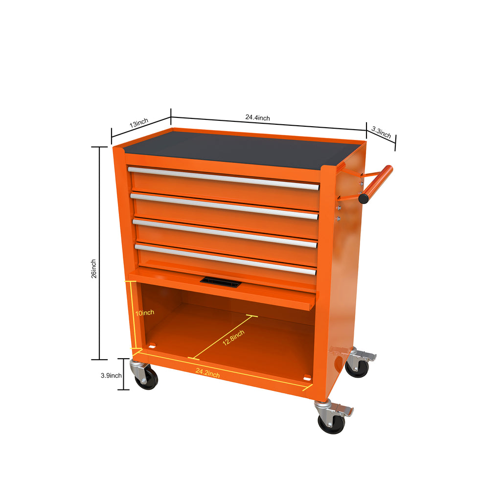 4 Drawers Multifunctional Tool Cart with Wheels - Orange