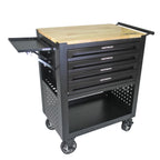 4 Drawers Multifunctional Tool Cart with Wheels and Wooden Top