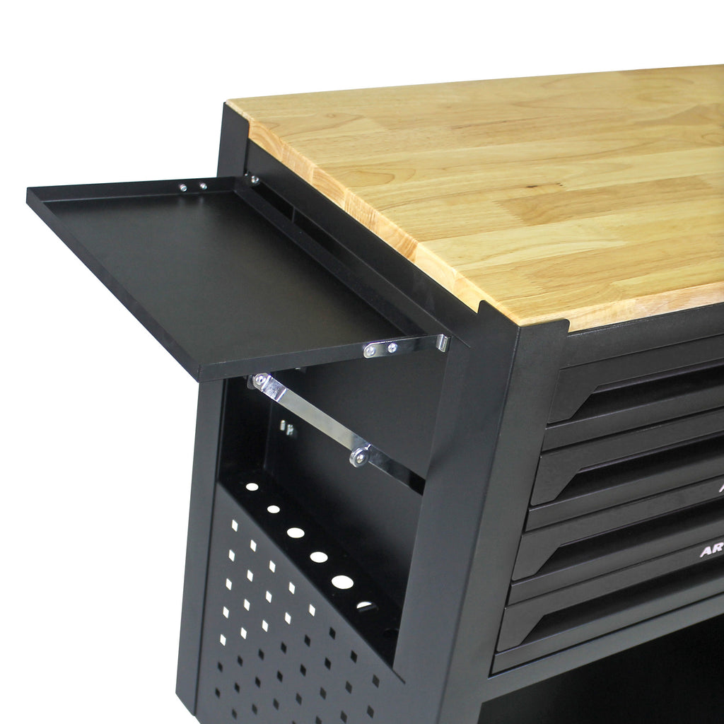 4 Drawers Multifunctional Tool Cart with Wheels and Wooden Top