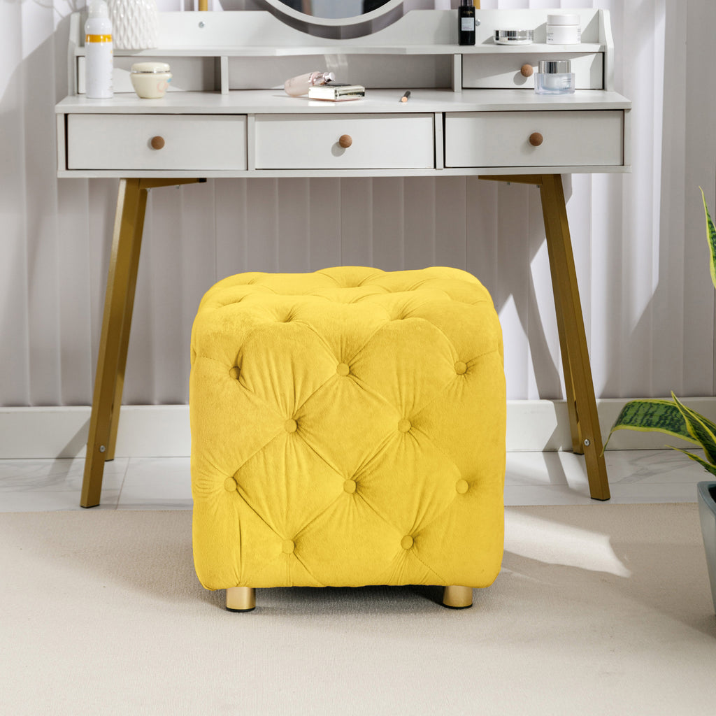 Yellow Modern Velvet Upholstered Ottoman
