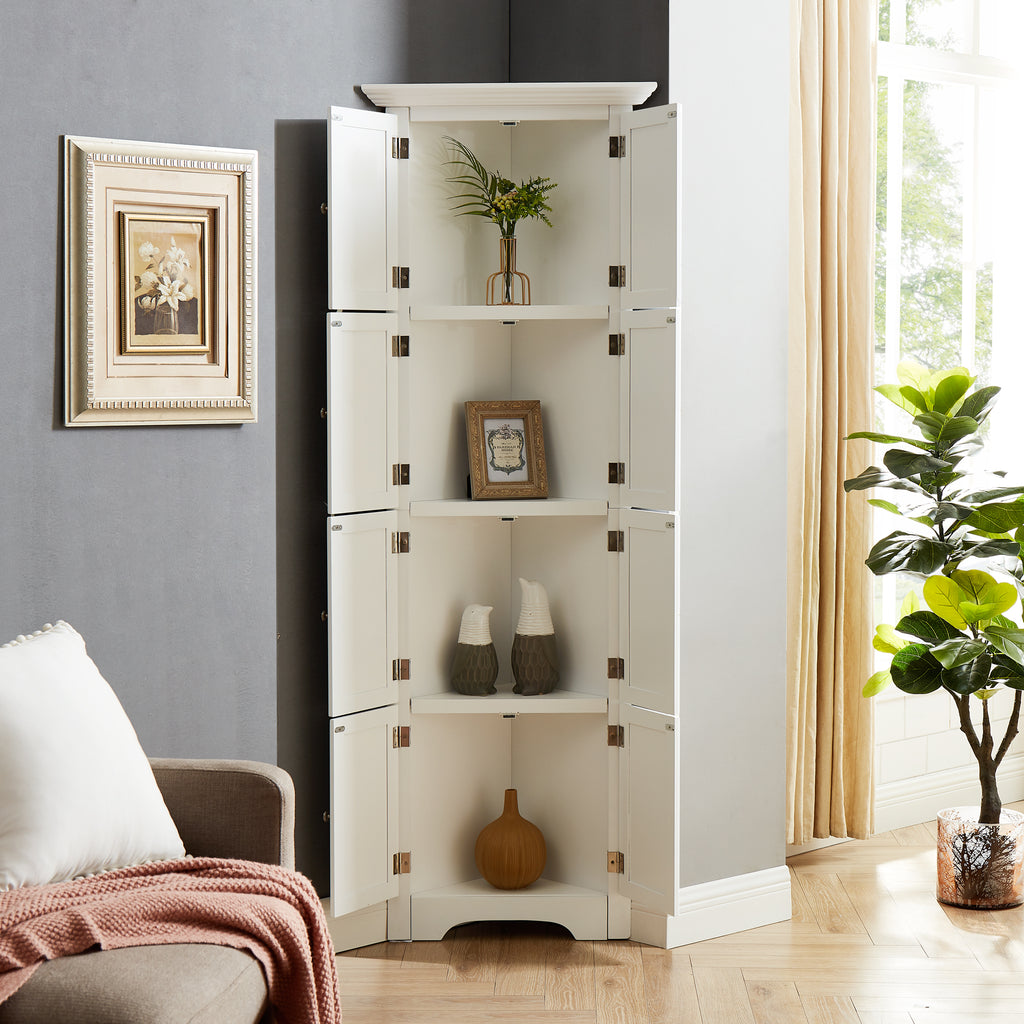 Tall Storage Cabinet with Doors and 4 Shelves