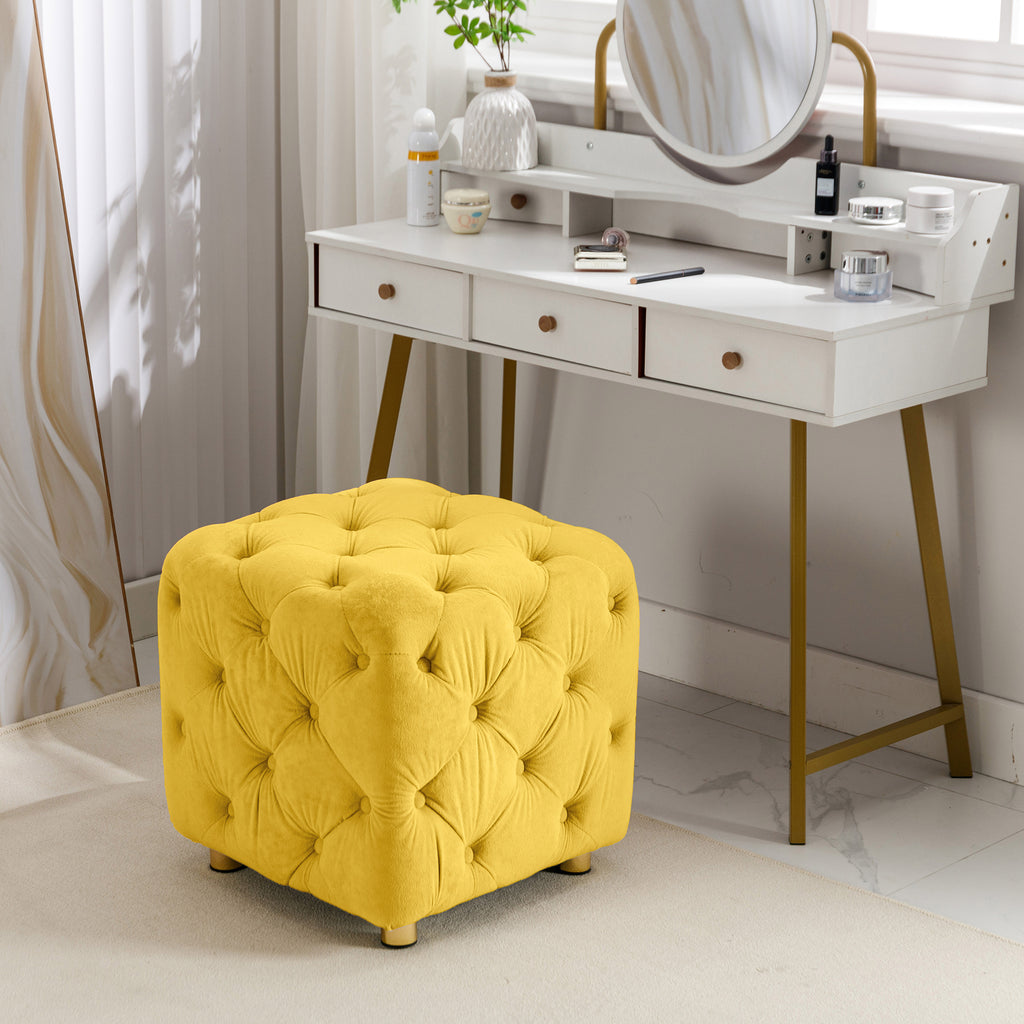 Yellow Modern Velvet Upholstered Ottoman