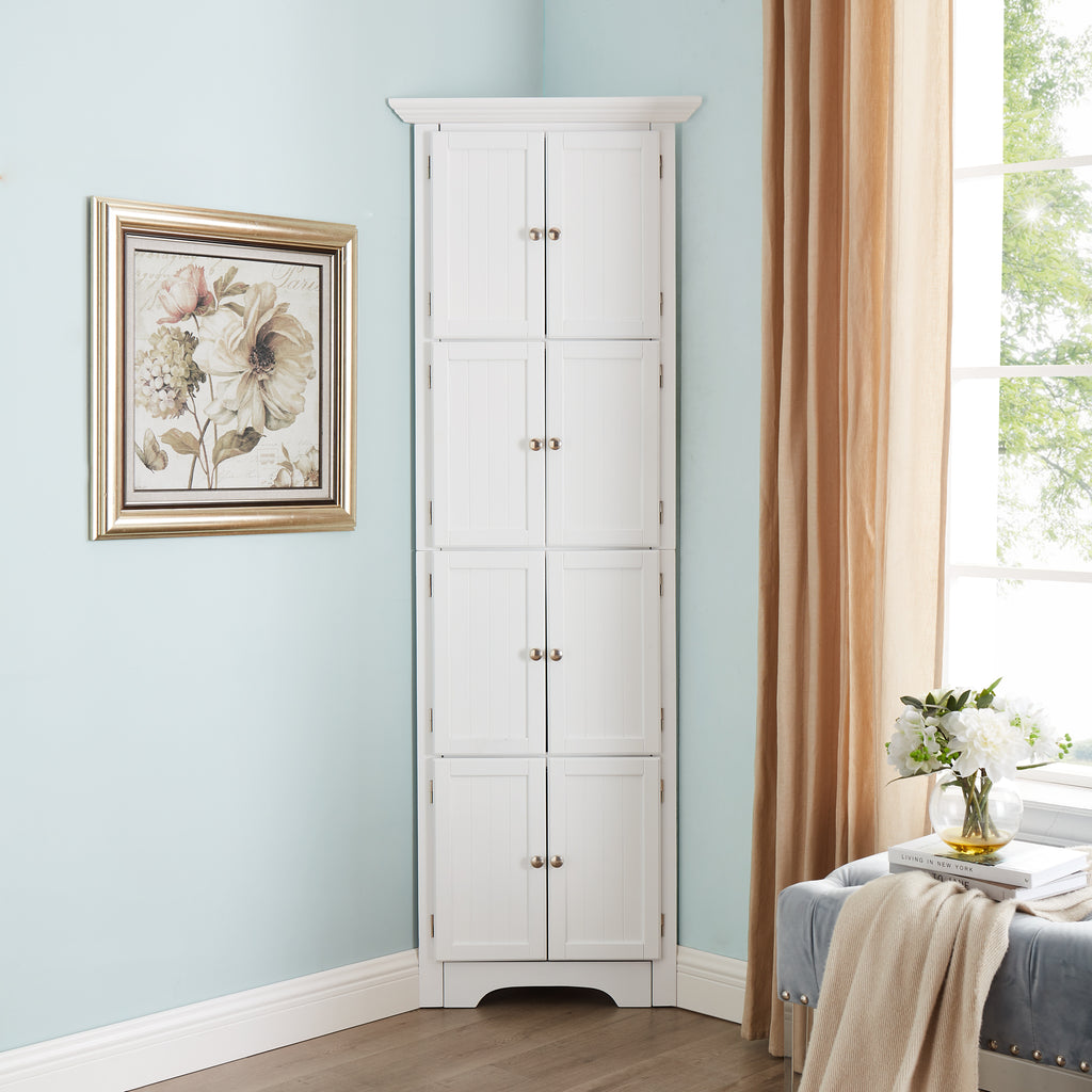 Tall Storage Cabinet with Doors and 4 Shelves