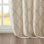 Fretwork Print Grommet Top Window Curtain Panel