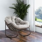 Outdoor Rattan Rocking Chair With Padded Cushion