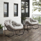 Outdoor Rattan Rocking Chair With Padded Cushion
