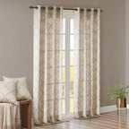 Fretwork Print Grommet Top Window Curtain Panel