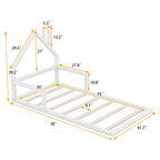 Twin Size Wood Floor Bed with House-shaped Headboard