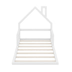 Twin Size Wood Floor Bed with House-shaped Headboard