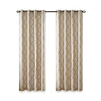 Fretwork Print Grommet Top Window Curtain Panel