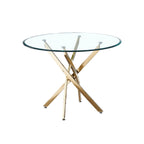 Contemporary Round Clear Dining Table with Tempered Glass Top