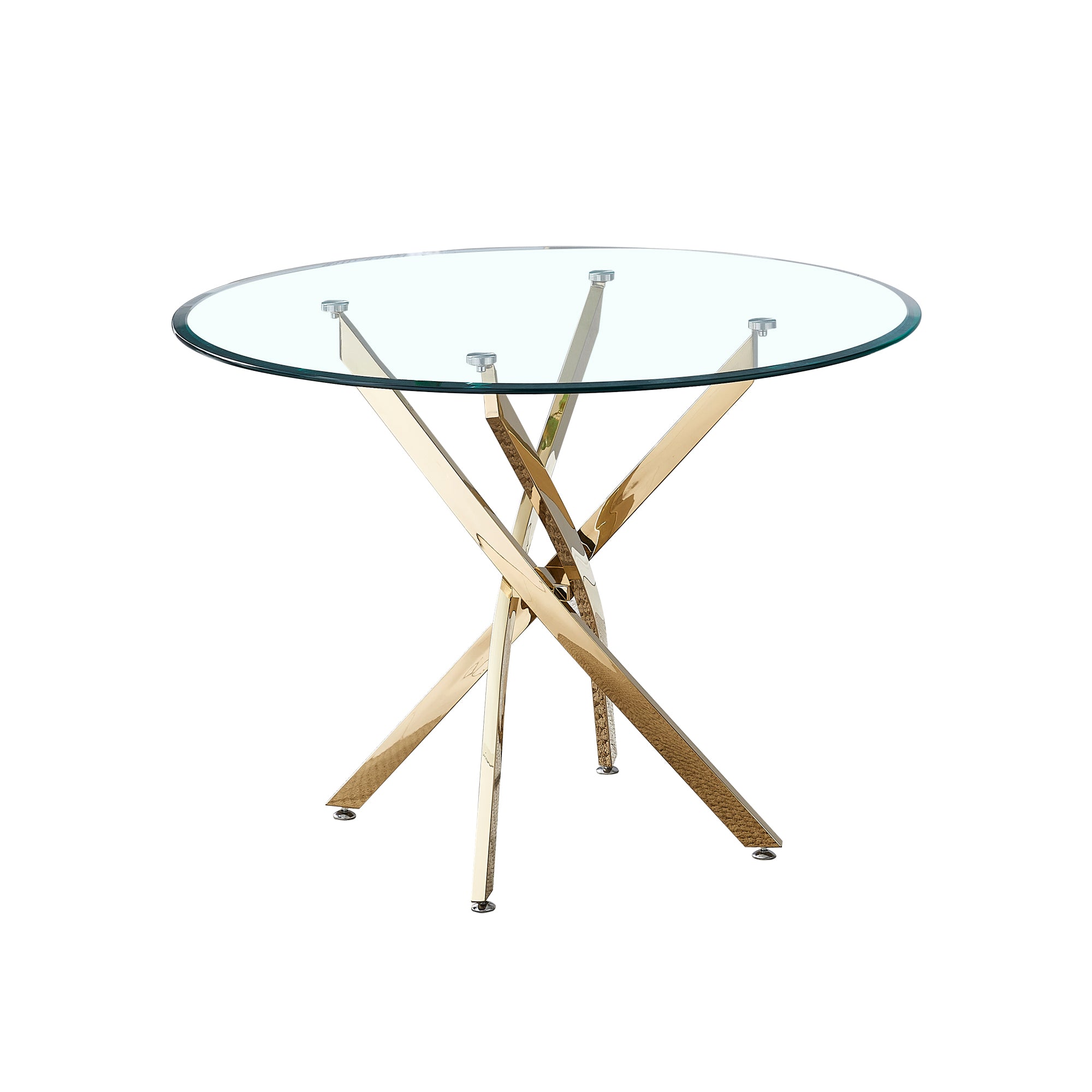 Contemporary Round Clear Dining Table with Tempered Glass Top