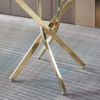 Contemporary Round Clear Dining Table with Tempered Glass Top