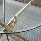 Contemporary Round Clear Dining Table with Tempered Glass Top