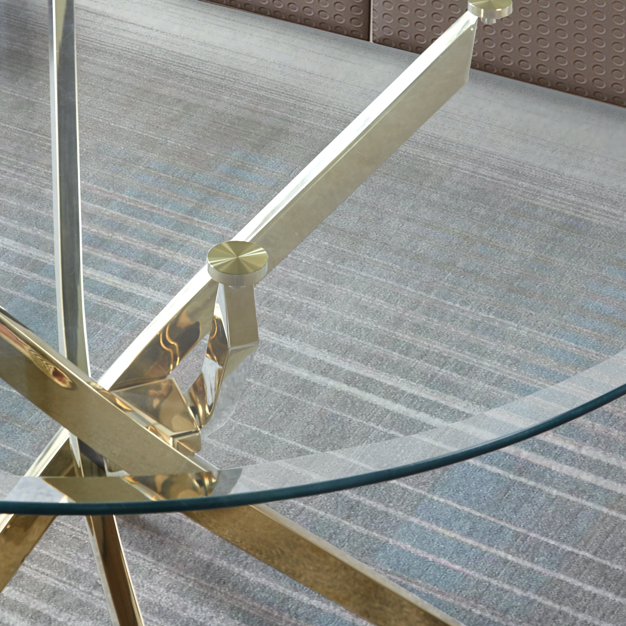 Contemporary Round Clear Dining Table with Tempered Glass Top