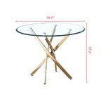 Contemporary Round Clear Dining Table with Tempered Glass Top