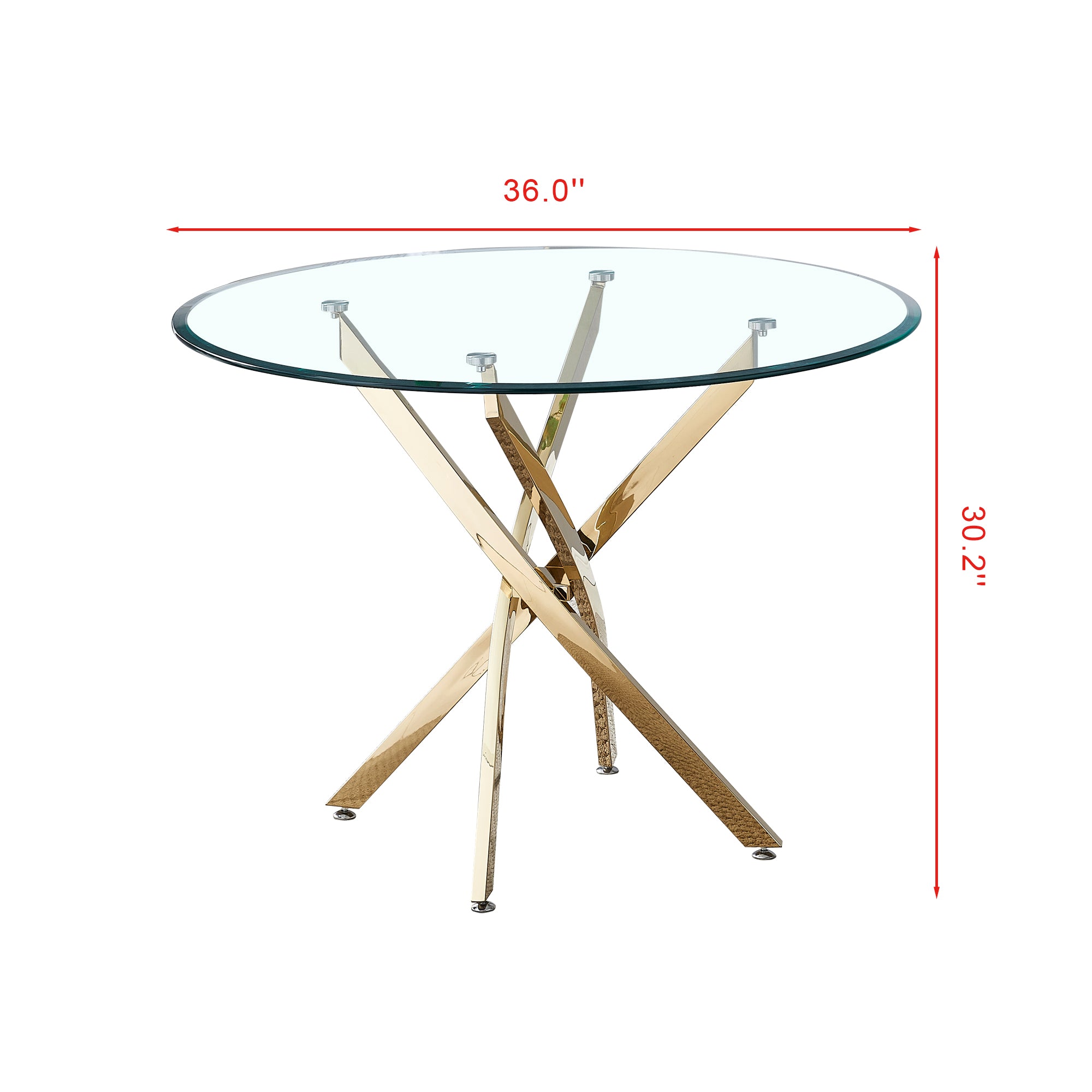 Contemporary Round Clear Dining Table with Tempered Glass Top